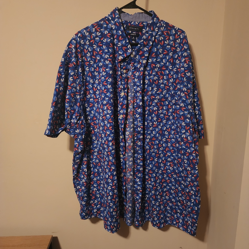 Crown & Ivy Blue and Red Patterned Men's Shirt